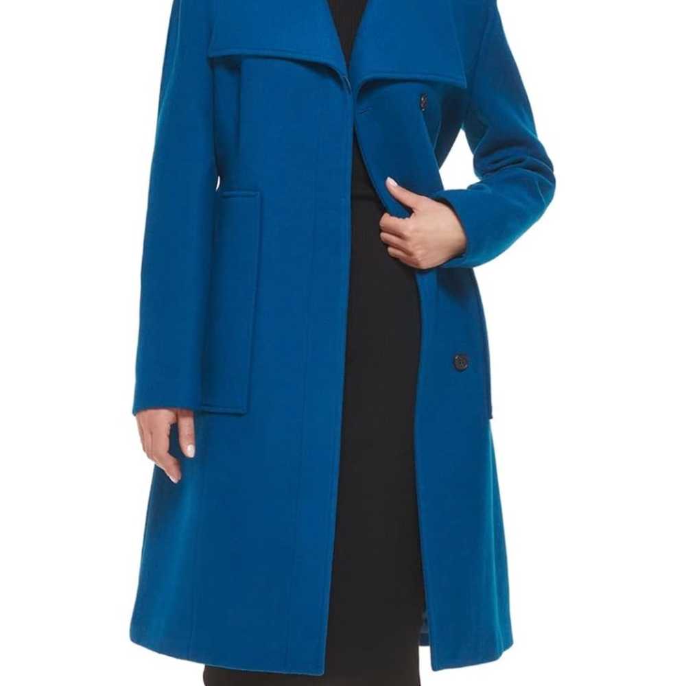 Cole haan women’s belted coat size 8 teal blue - image 2
