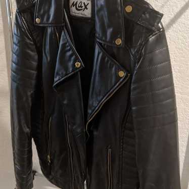 Mens Synthetic Leather Biker Jacket - image 1