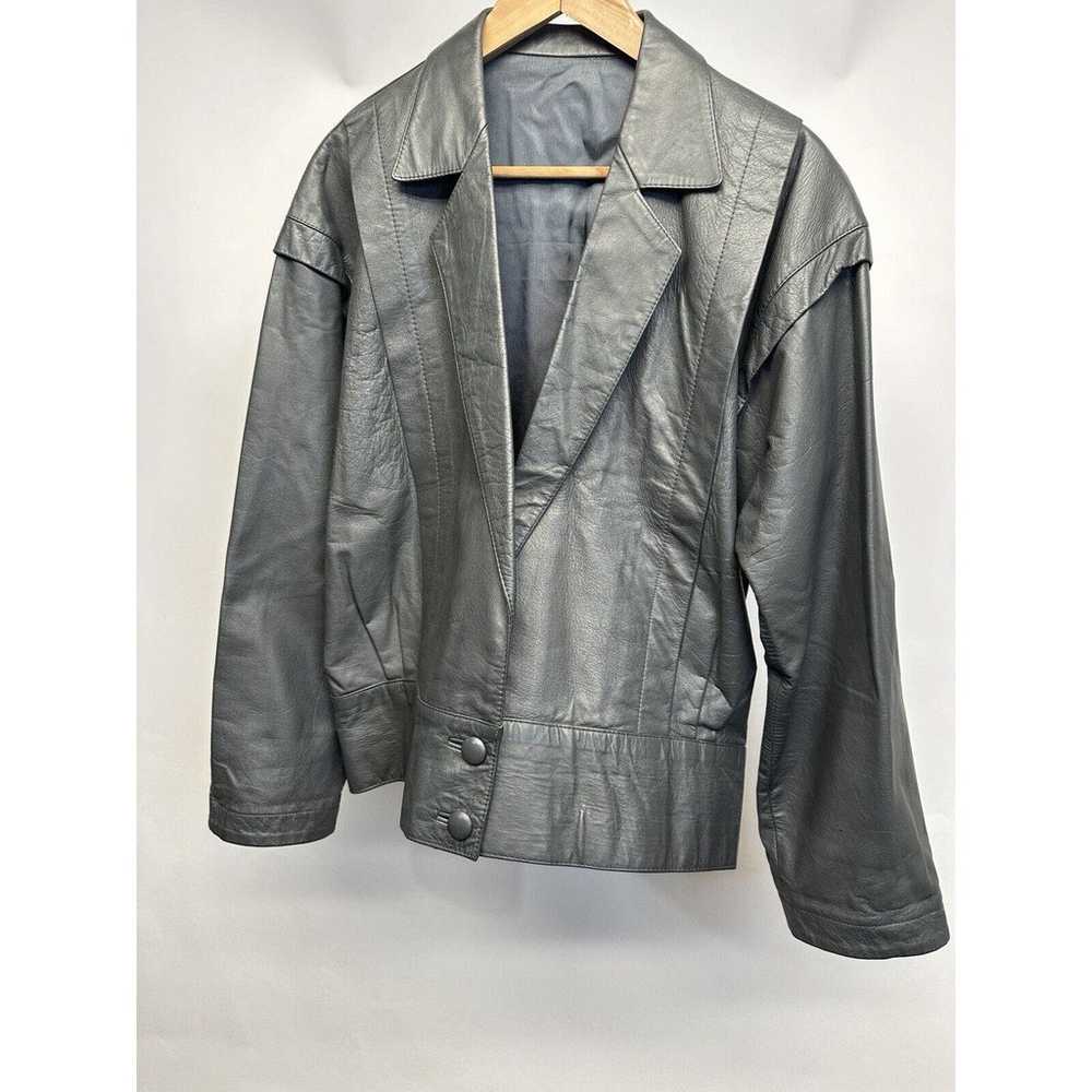 Supreme Gray Leather Womens Bomber Style Jacket/c… - image 3