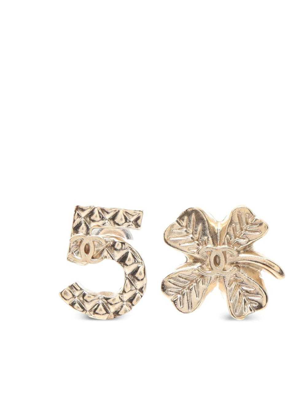 CHANEL Pre-Owned 1986-1988 Nº5 clover stud earrin… - image 1