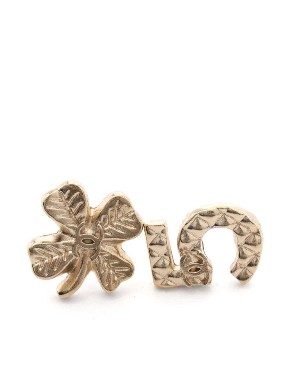 CHANEL Pre-Owned 1986-1988 Nº5 clover stud earrin… - image 2