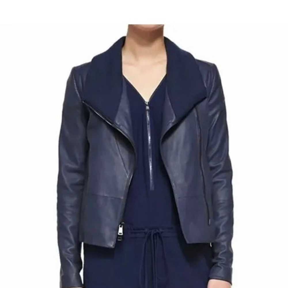 Vince Leather Jacket/ Navy Blue Leather Jacket / … - image 1