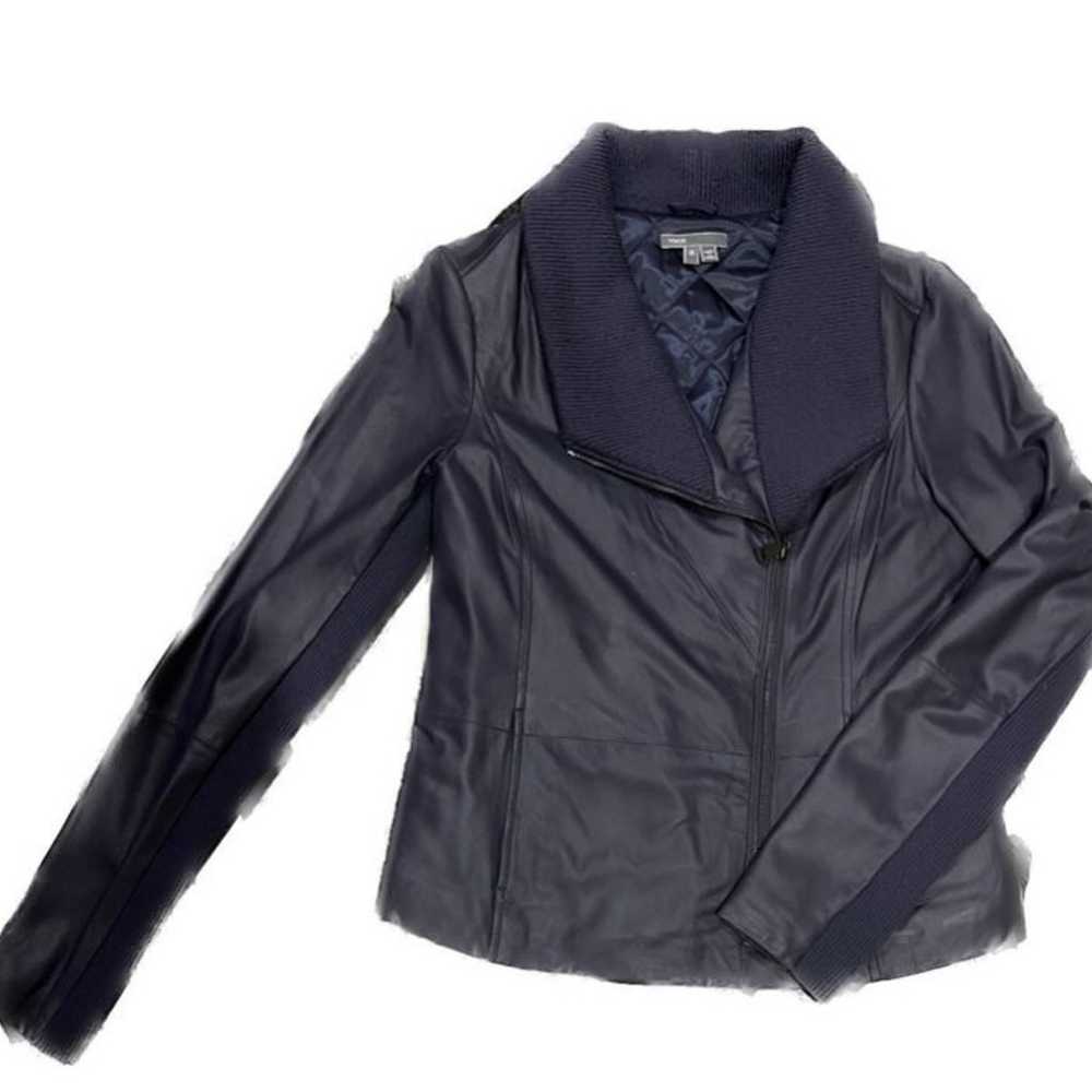 Vince Leather Jacket/ Navy Blue Leather Jacket / … - image 8