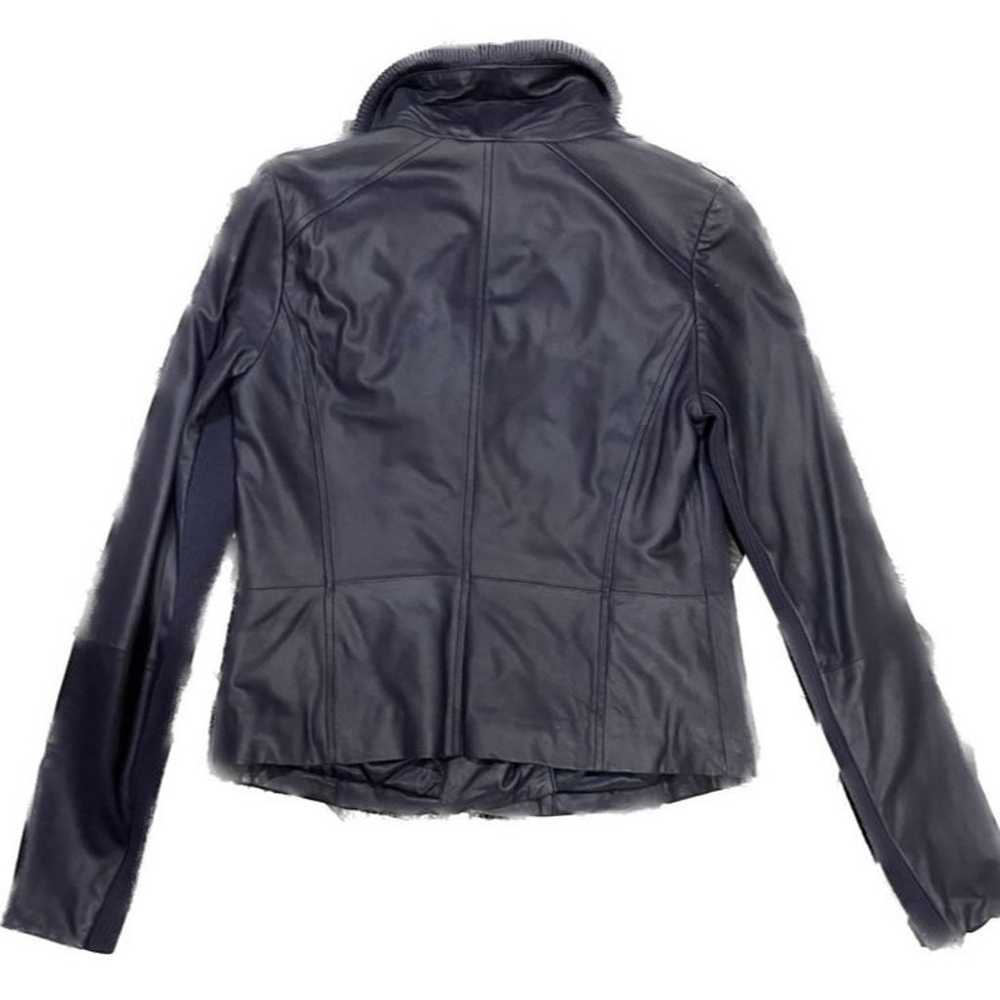 Vince Leather Jacket/ Navy Blue Leather Jacket / … - image 9