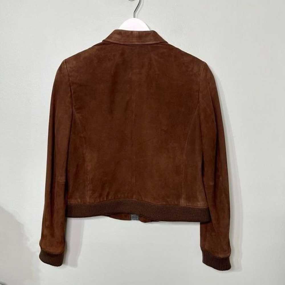 Talbots Brown Suede Leather Bomber Jacket Coat 14 - image 11