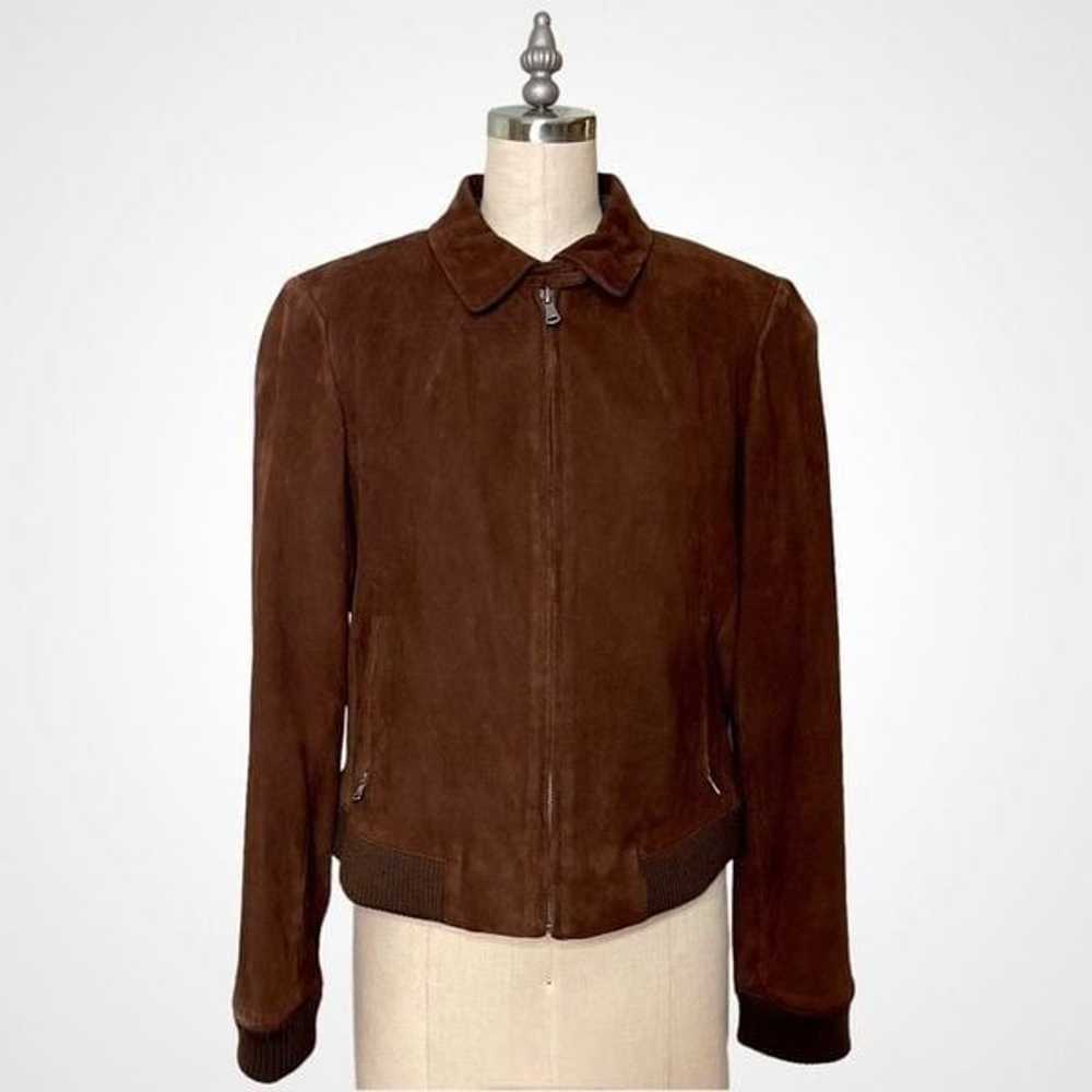 Talbots Brown Suede Leather Bomber Jacket Coat 14 - image 1