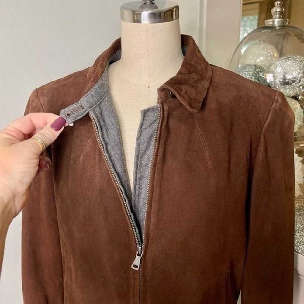 Talbots Brown Suede Leather Bomber Jacket Coat 14 - image 5