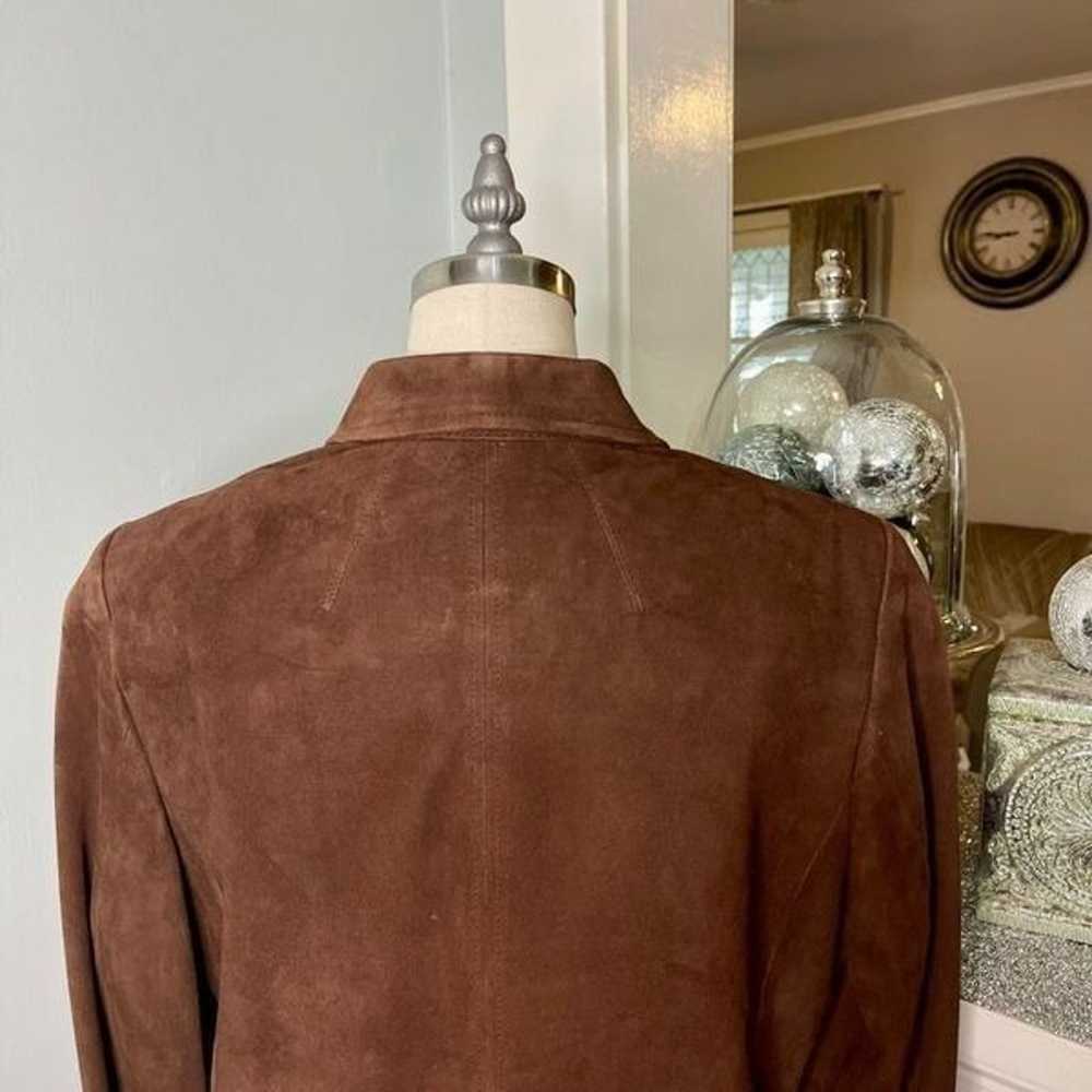 Talbots Brown Suede Leather Bomber Jacket Coat 14 - image 7