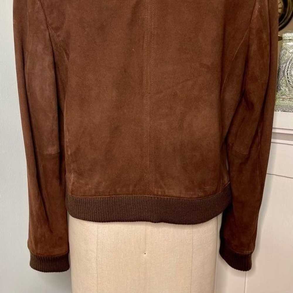 Talbots Brown Suede Leather Bomber Jacket Coat 14 - image 8