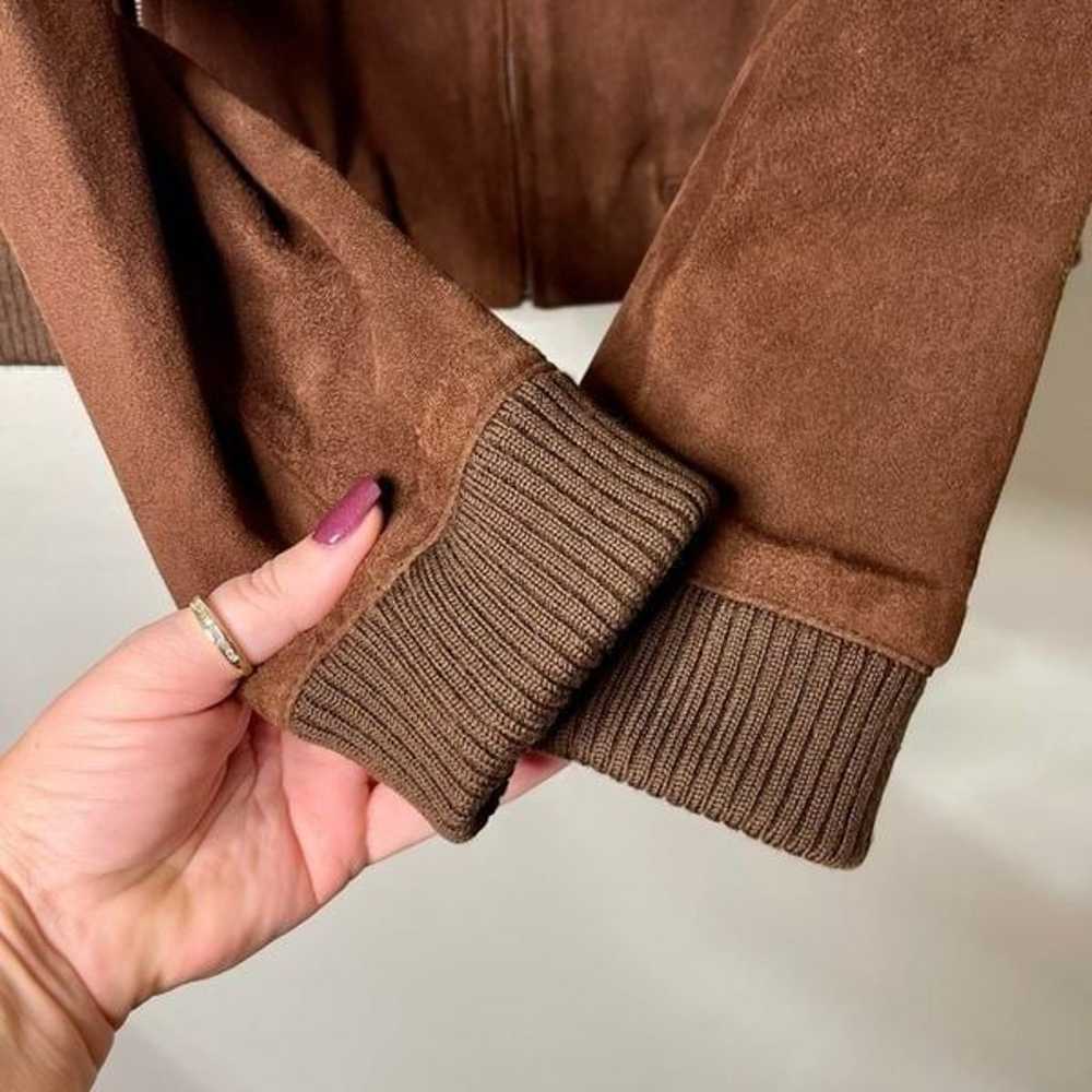 Talbots Brown Suede Leather Bomber Jacket Coat 14 - image 9