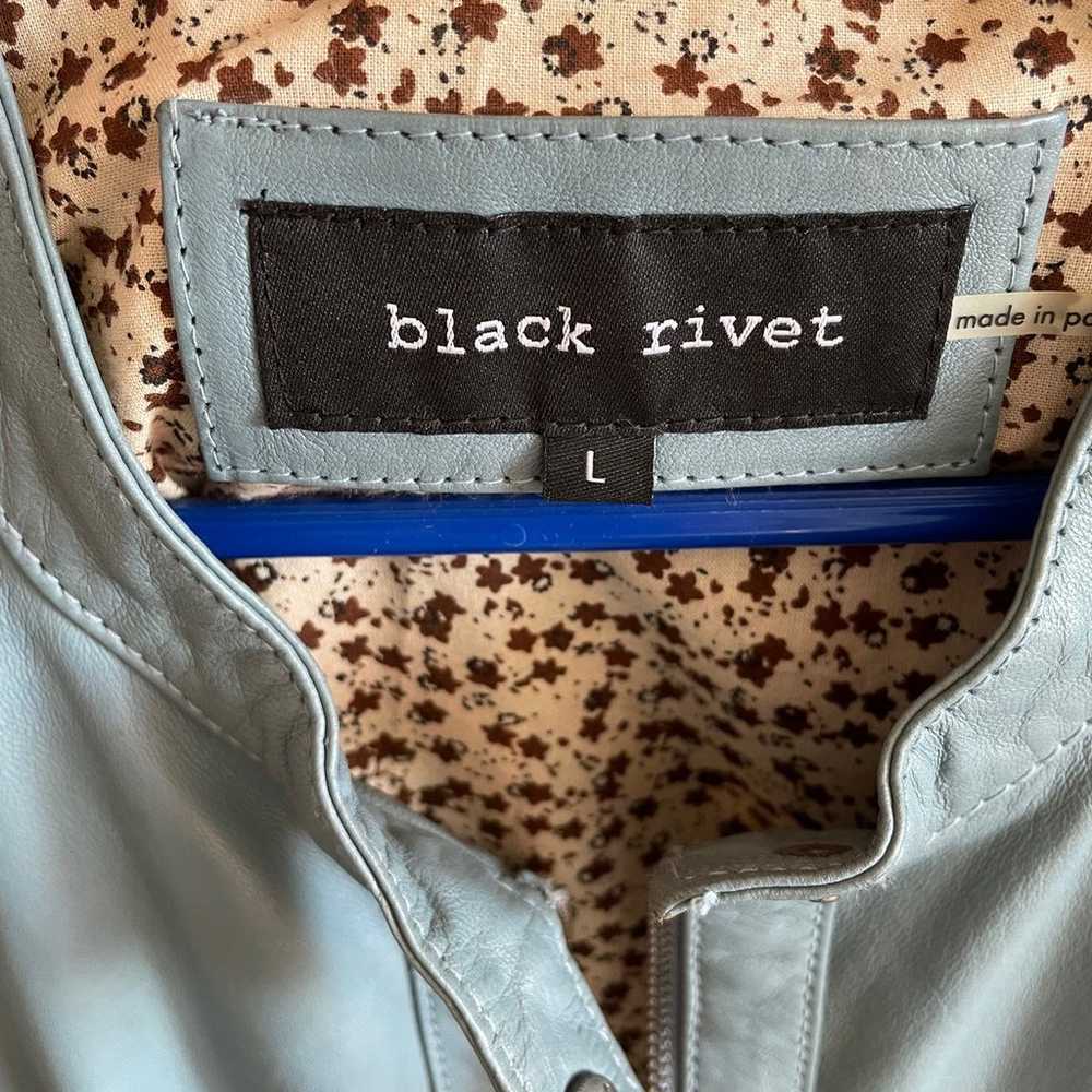 Black Rivet blue grey leather jacket - image 5