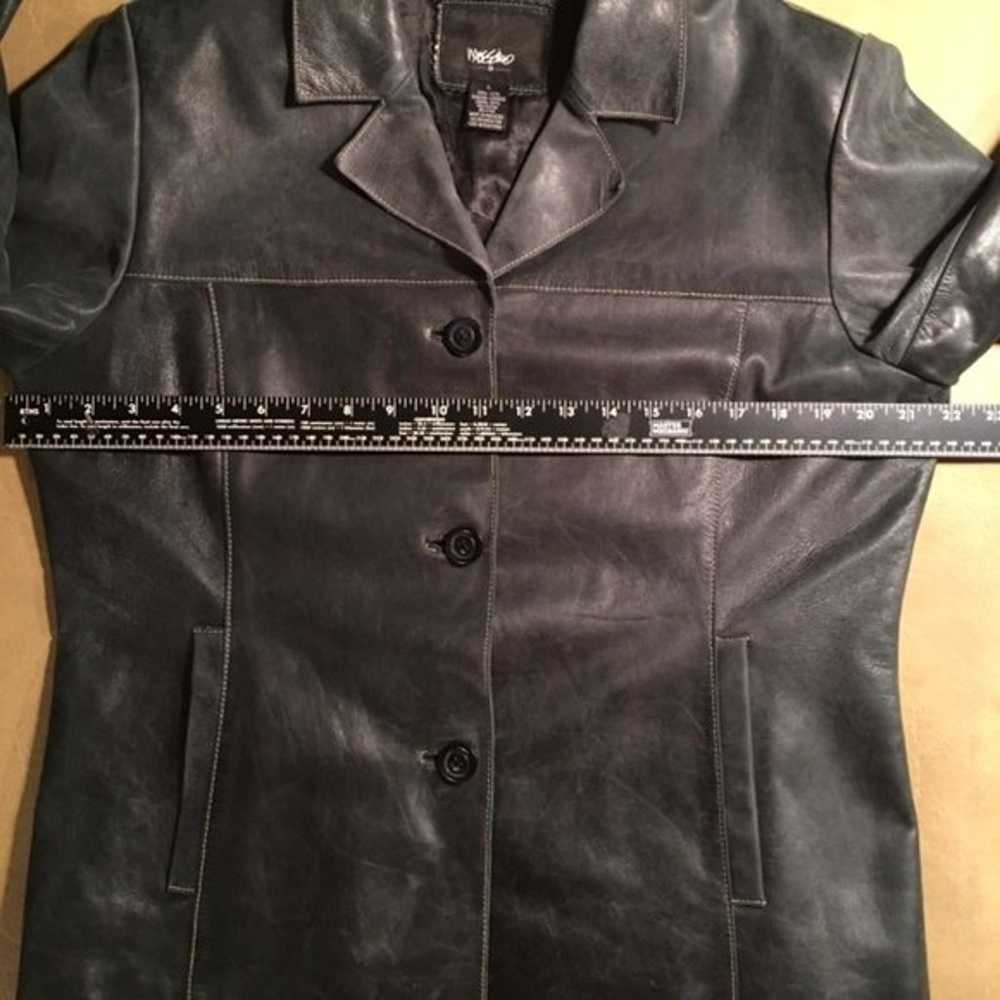 MOSSIMO Distressed BLACK 100% LEATHER Blazer Jack… - image 4