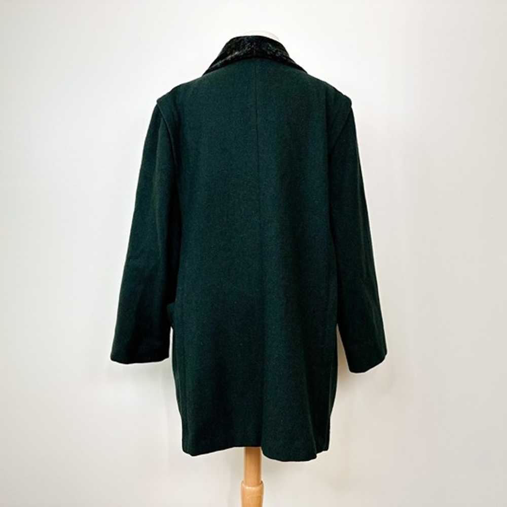 Vintage 90s Dark Green Wool Double Breasted Velve… - image 2