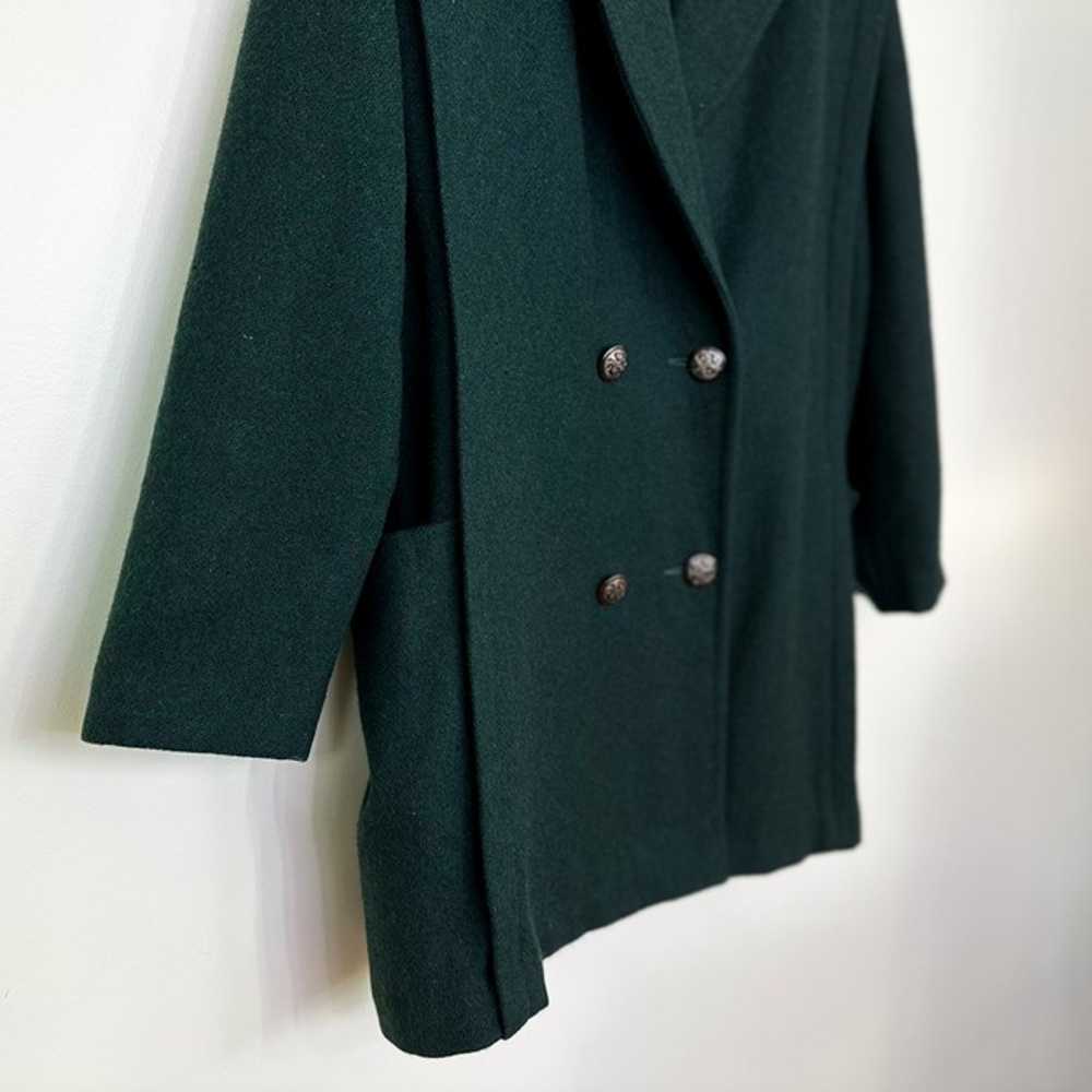 Vintage 90s Dark Green Wool Double Breasted Velve… - image 5