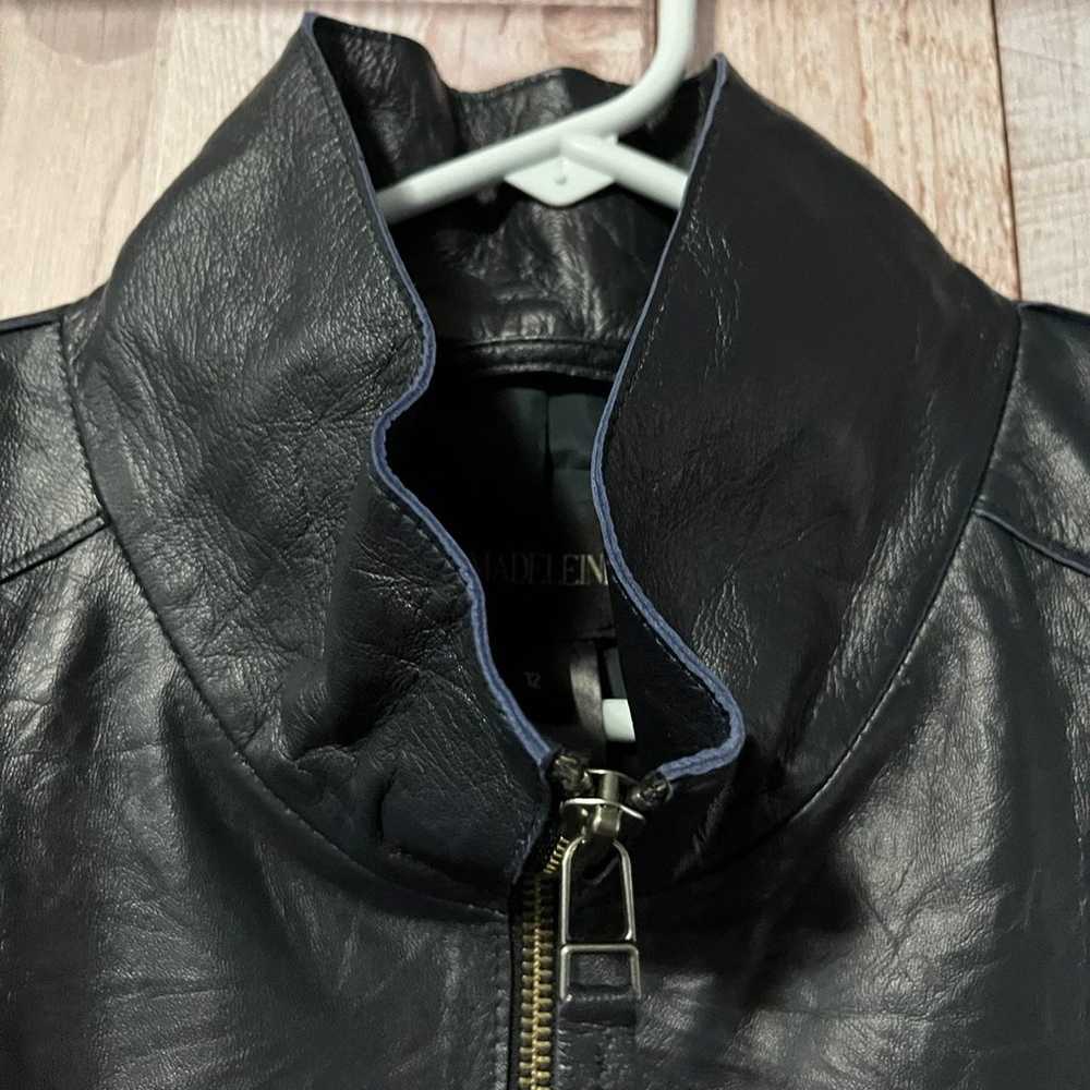 Madeline Navy Nappa Leather Jacket-Size 12 - image 10