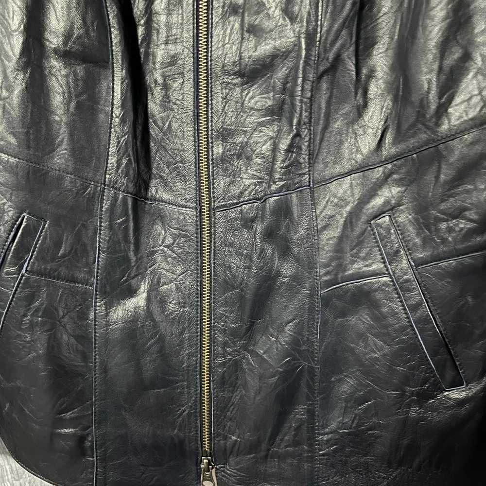 Madeline Navy Nappa Leather Jacket-Size 12 - image 11