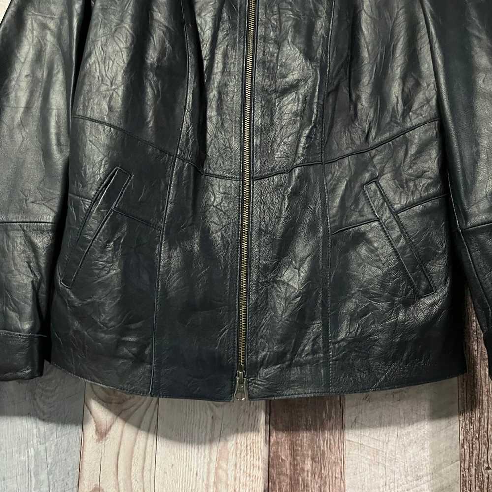 Madeline Navy Nappa Leather Jacket-Size 12 - image 12
