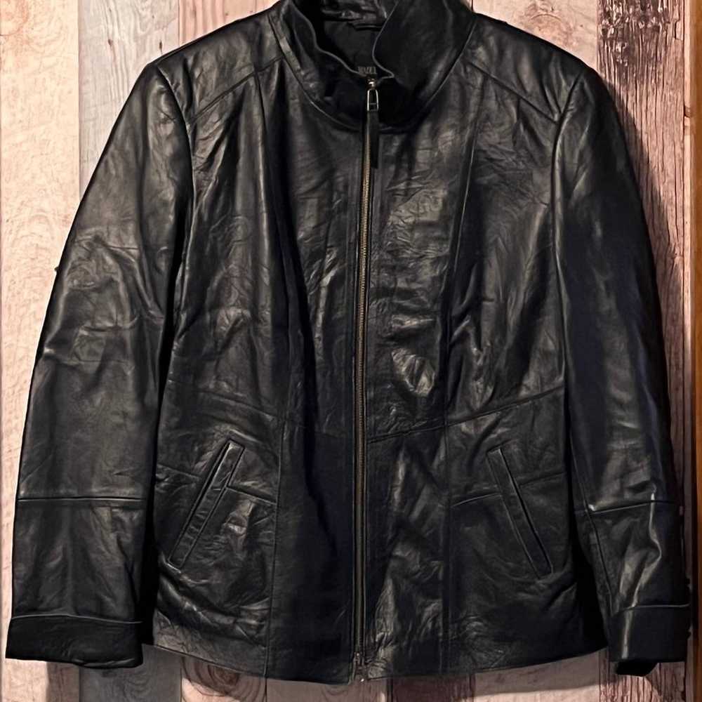 Madeline Navy Nappa Leather Jacket-Size 12 - image 2