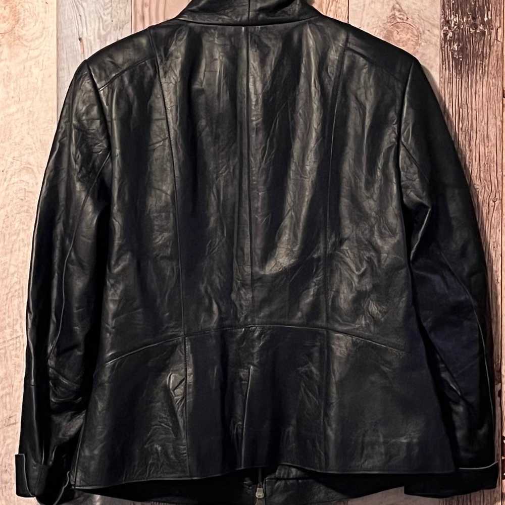 Madeline Navy Nappa Leather Jacket-Size 12 - image 3