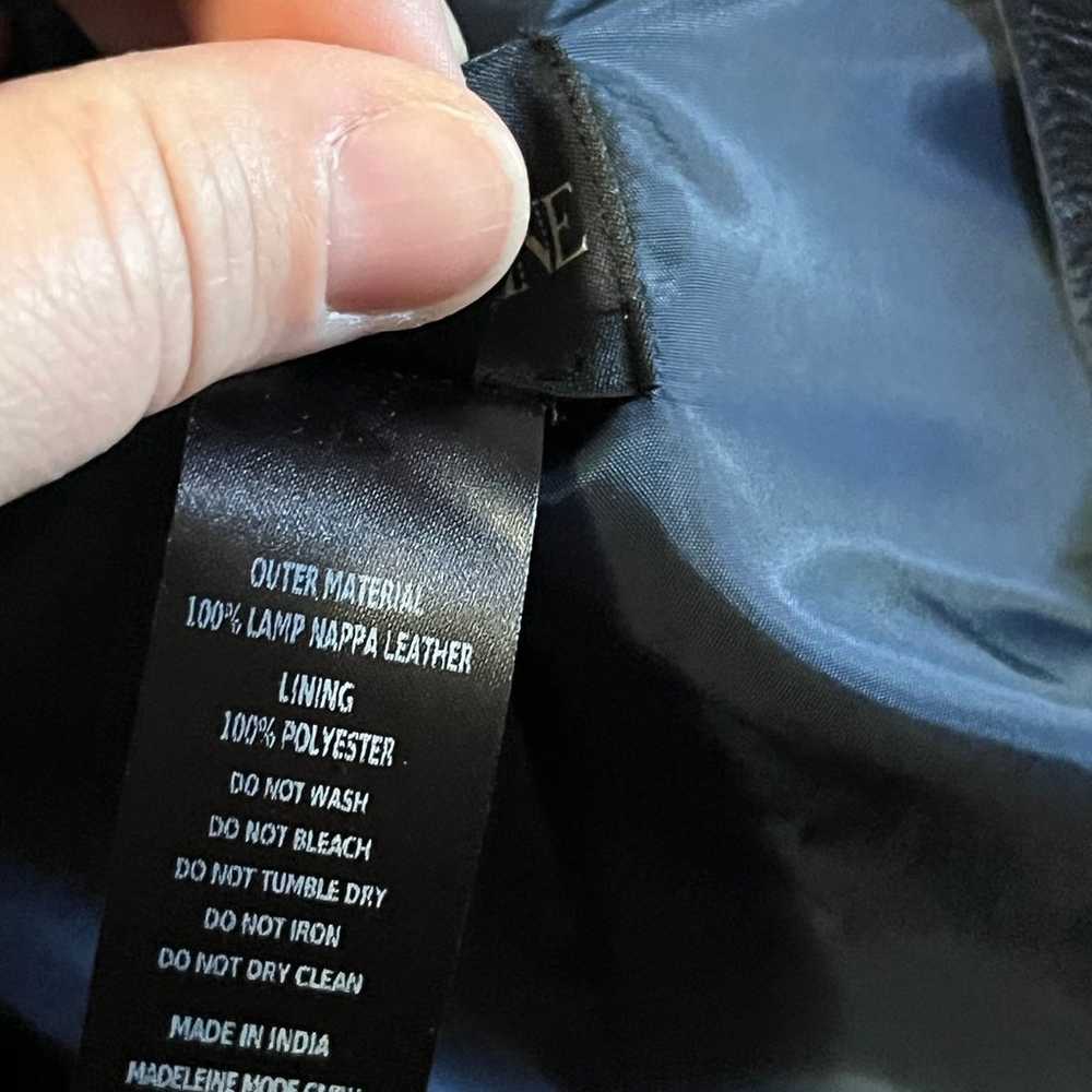 Madeline Navy Nappa Leather Jacket-Size 12 - image 5
