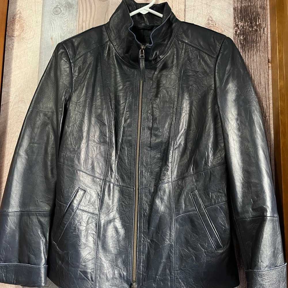 Madeline Navy Nappa Leather Jacket-Size 12 - image 7