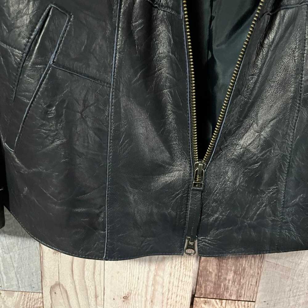 Madeline Navy Nappa Leather Jacket-Size 12 - image 8