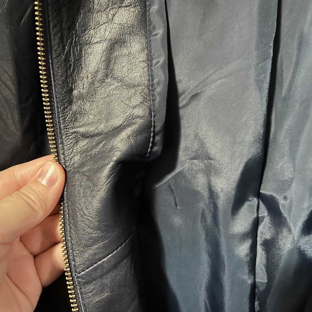 Madeline Navy Nappa Leather Jacket-Size 12 - image 9
