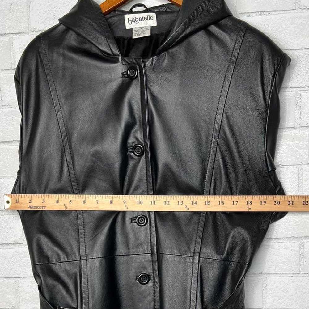 Vintage 90's Womans XL Leather Trench Coat HOODED… - image 6