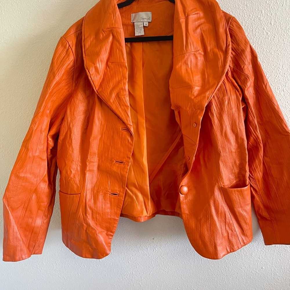 Vintage Spirgel 100% Leather y2k Orange Jacket - image 2