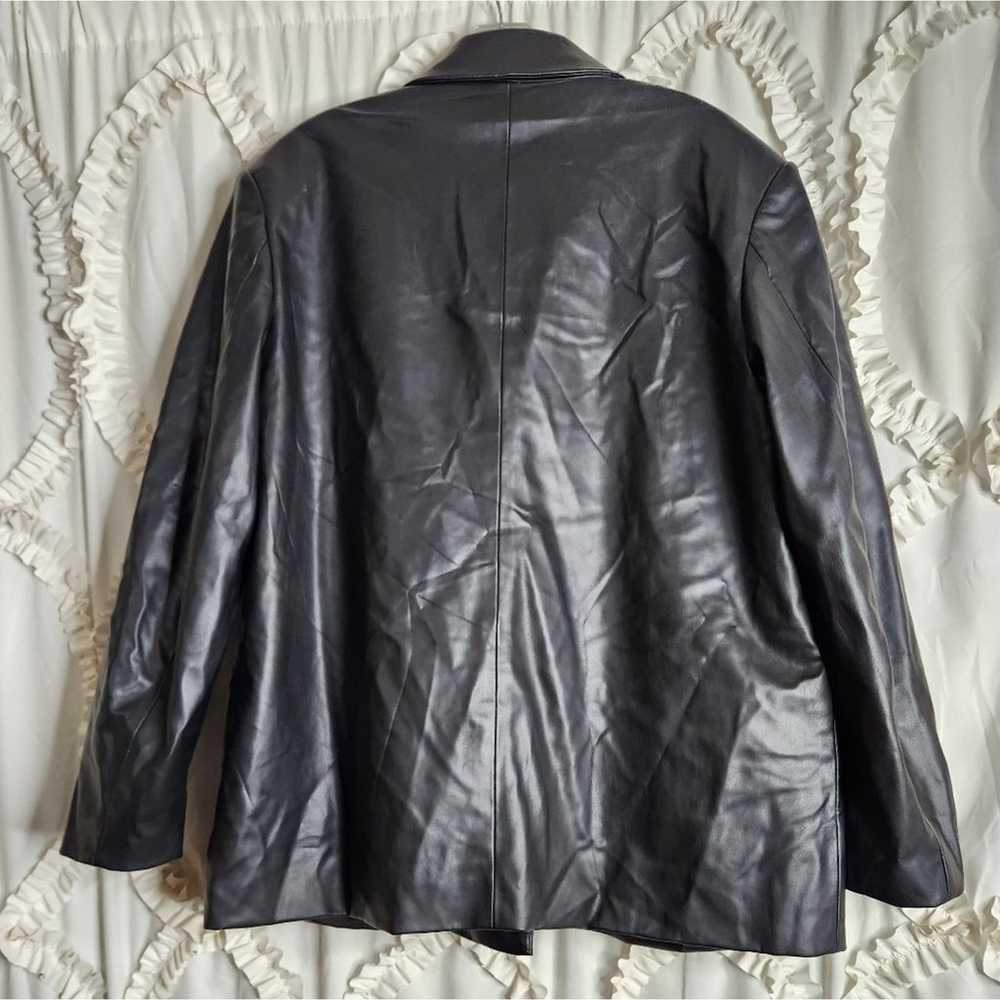 Zara Black Faux Leather Oversized Jacket Blazer S… - image 3