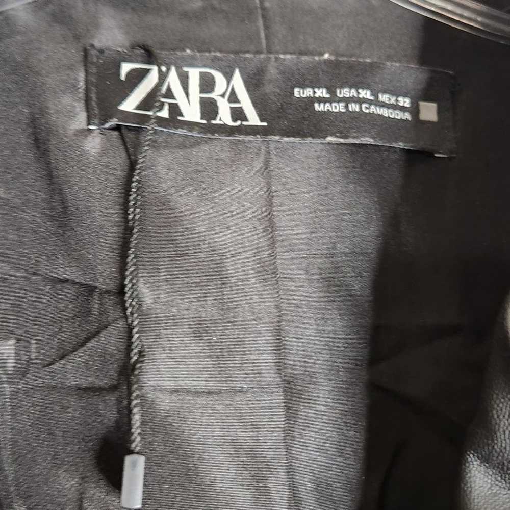 Zara Black Faux Leather Oversized Jacket Blazer S… - image 4