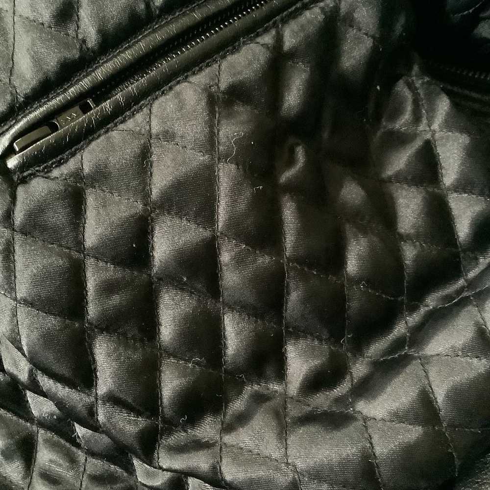 Y2k Wilsons black leather belted fur lined coat S… - image 9