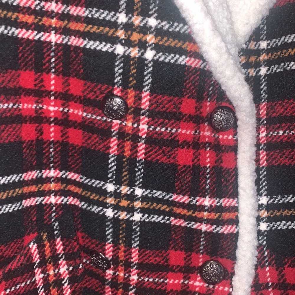 French connection red plaid pea coat size XL - image 3