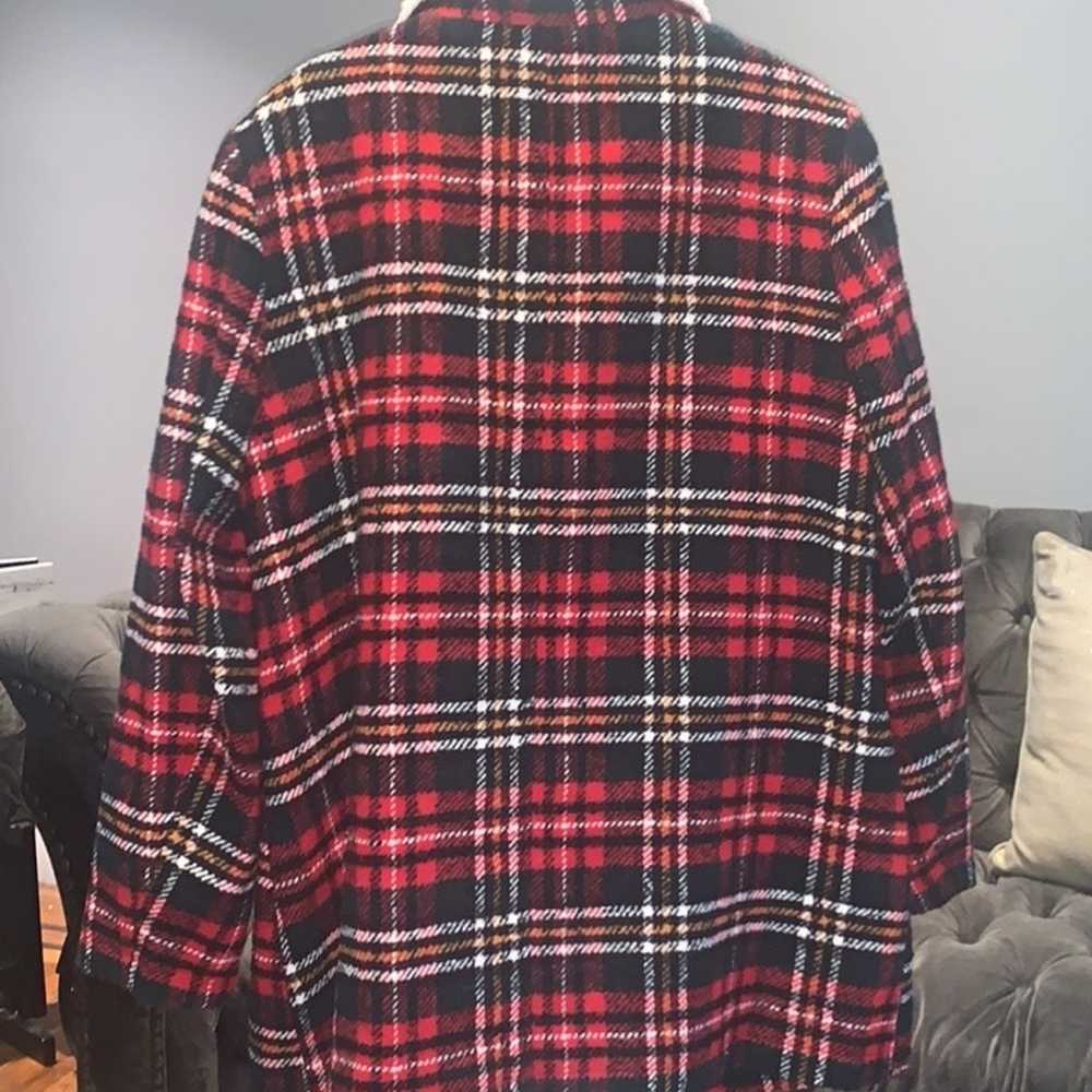 French connection red plaid pea coat size XL - image 6