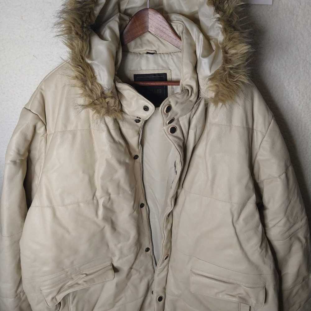 Excelled Beige Leather Winter Jacket Insulated Wo… - image 2