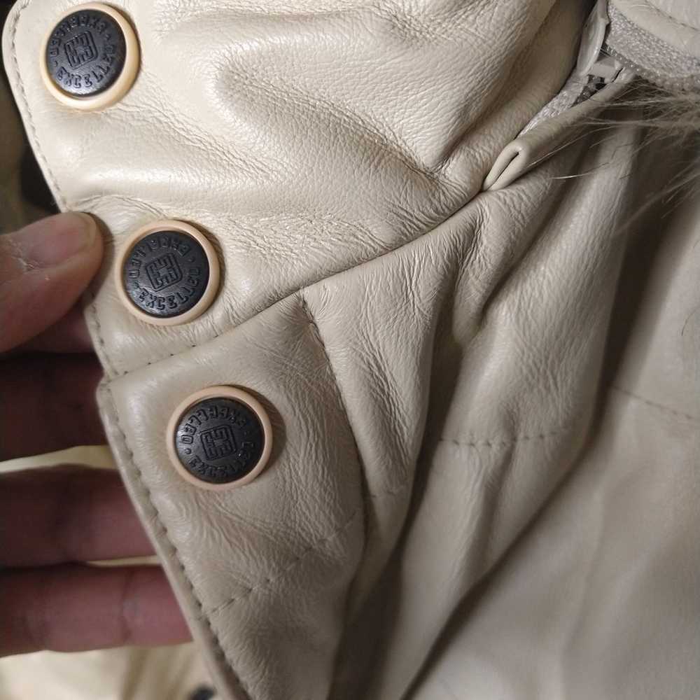 Excelled Beige Leather Winter Jacket Insulated Wo… - image 4