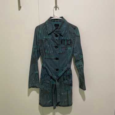 New Whitout Tags Custo Barcelona Blue Teal Trench 