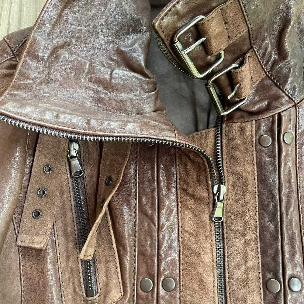 LF Stores 100% Leather Brown Moto Jacket Sz XS - image 3