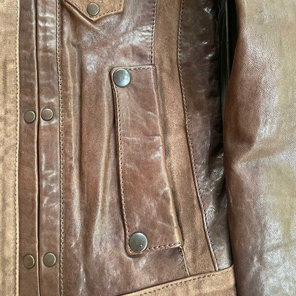 LF Stores 100% Leather Brown Moto Jacket Sz XS - image 5