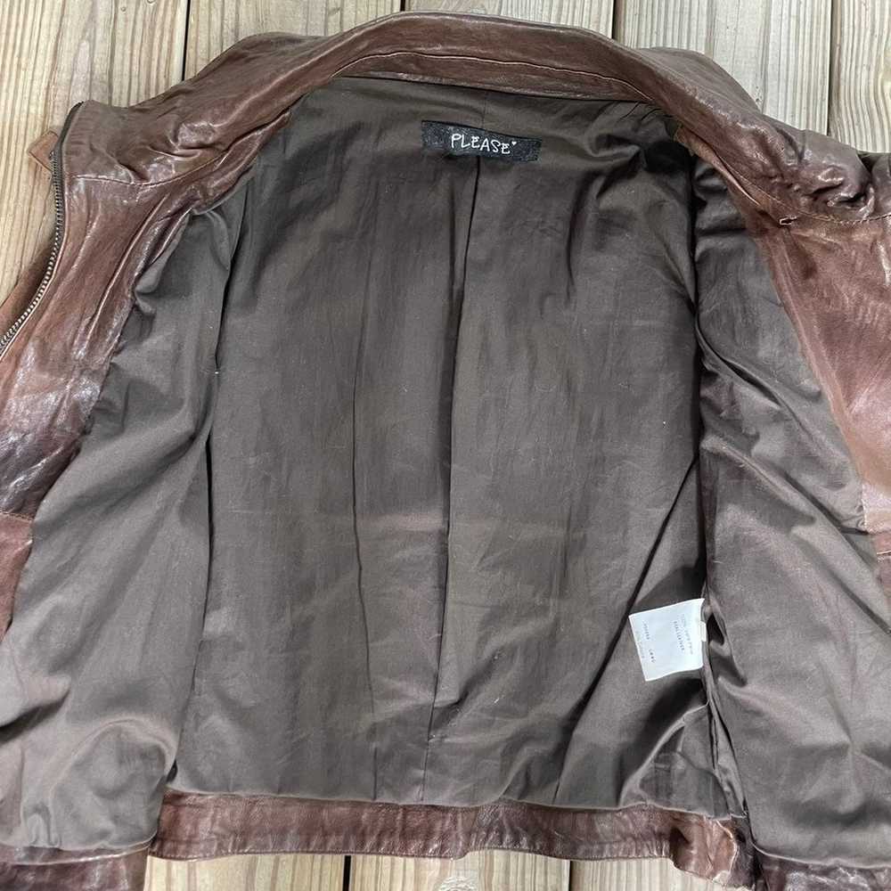 LF Stores 100% Leather Brown Moto Jacket Sz XS - image 6
