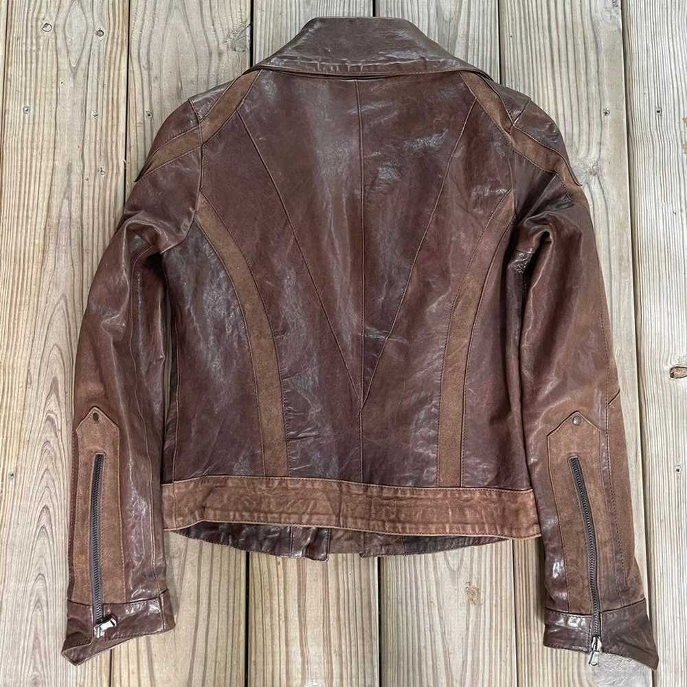 LF Stores 100% Leather Brown Moto Jacket Sz XS - image 7