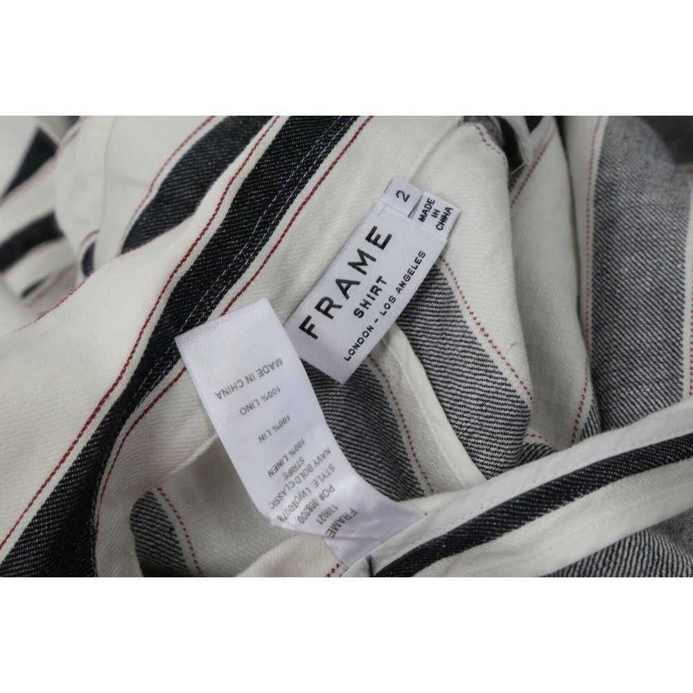 FRAME Black White Striped Pockets Linen Blazer Ja… - image 10