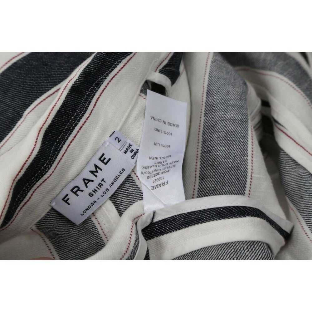 FRAME Black White Striped Pockets Linen Blazer Ja… - image 11