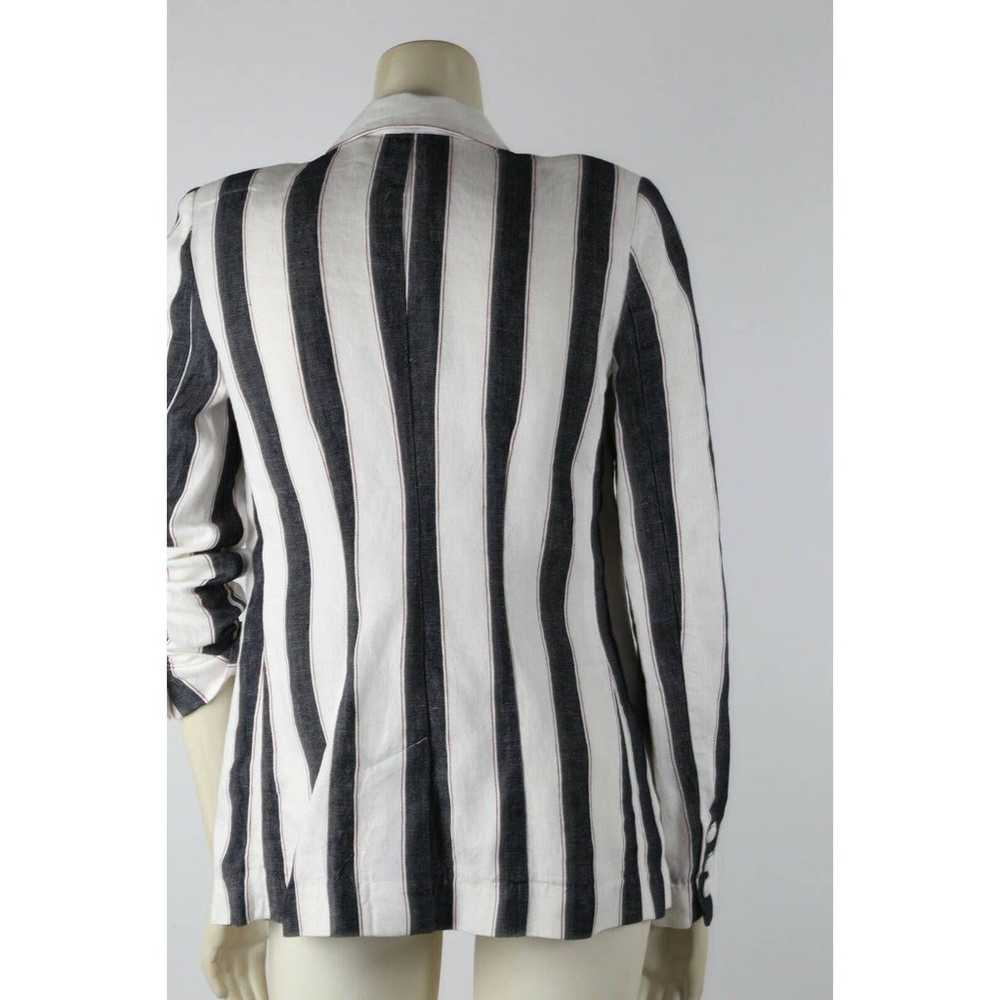 FRAME Black White Striped Pockets Linen Blazer Ja… - image 8