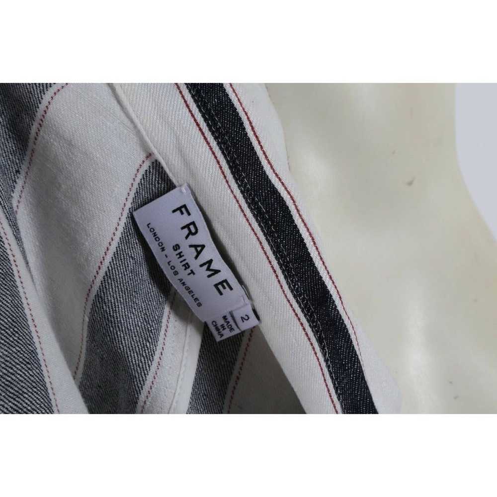 FRAME Black White Striped Pockets Linen Blazer Ja… - image 9