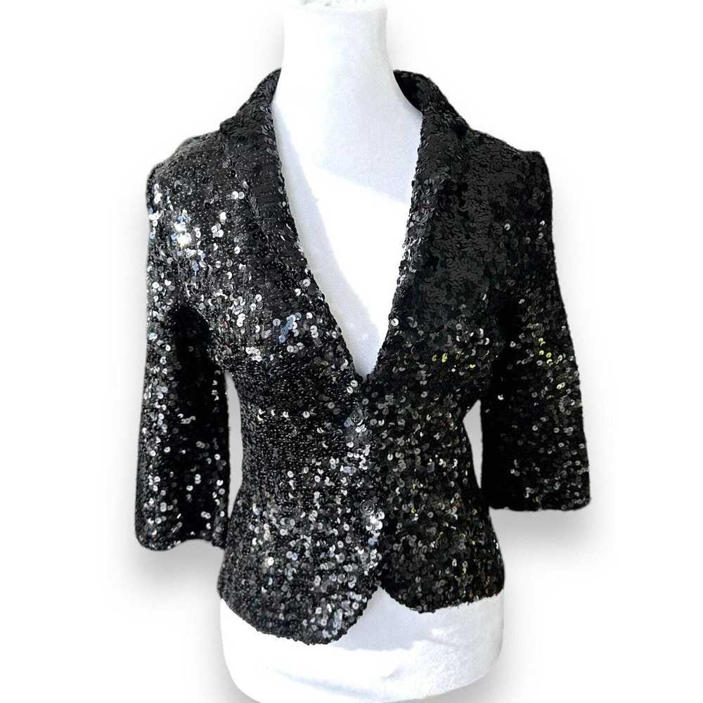 IISLI Sequin Crop Jacket Blazer Size 6 Party Form… - image 1