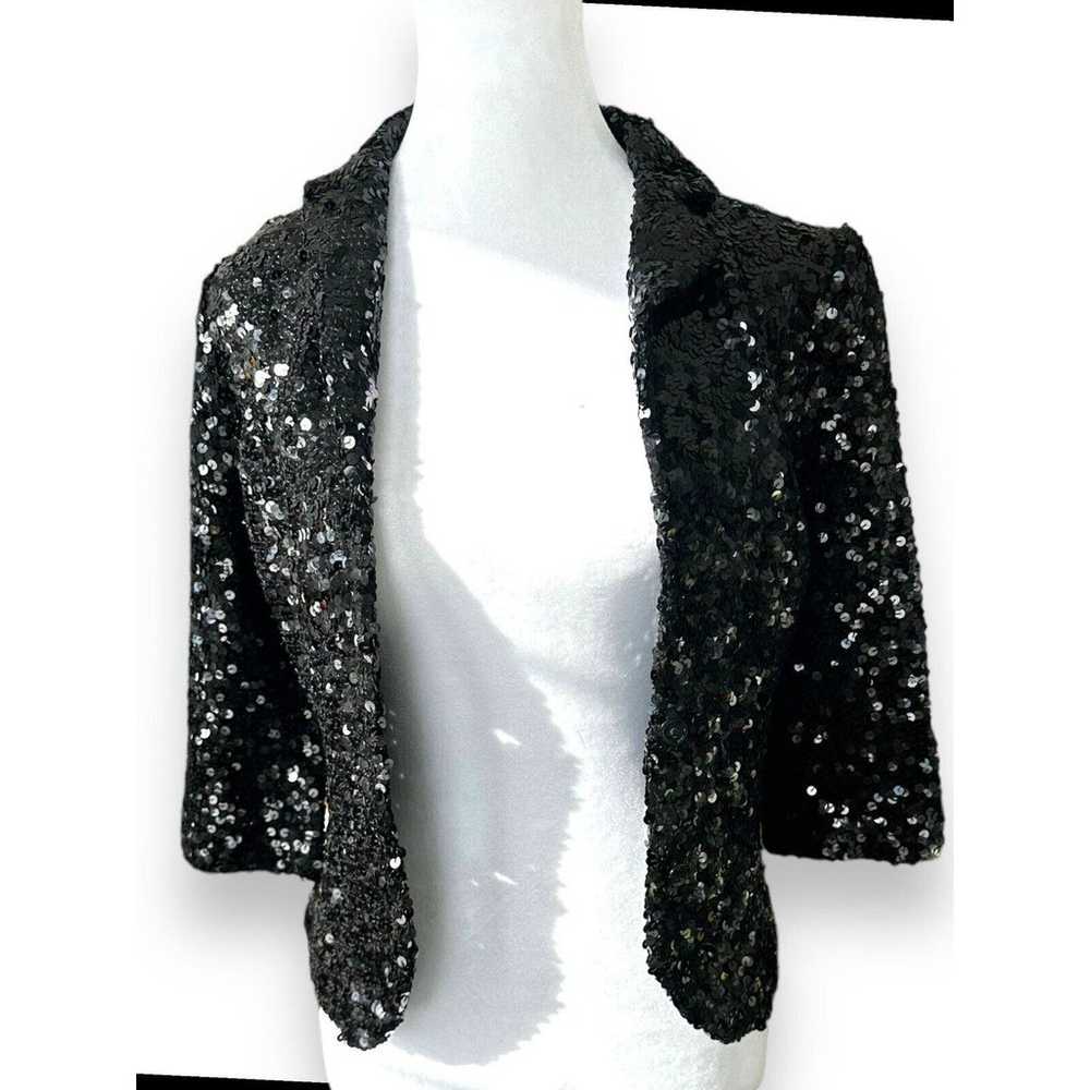 IISLI Sequin Crop Jacket Blazer Size 6 Party Form… - image 3