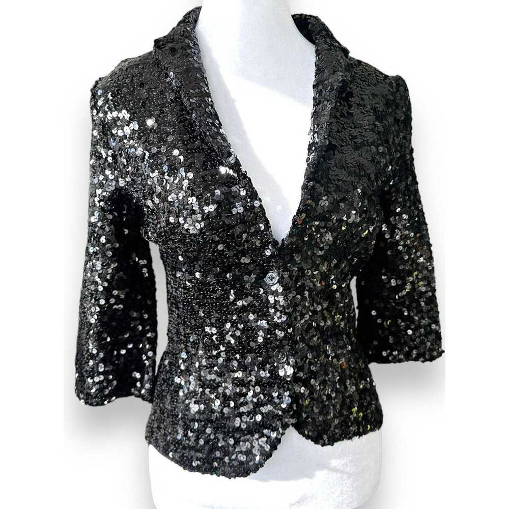 IISLI Sequin Crop Jacket Blazer Size 6 Party Form… - image 4