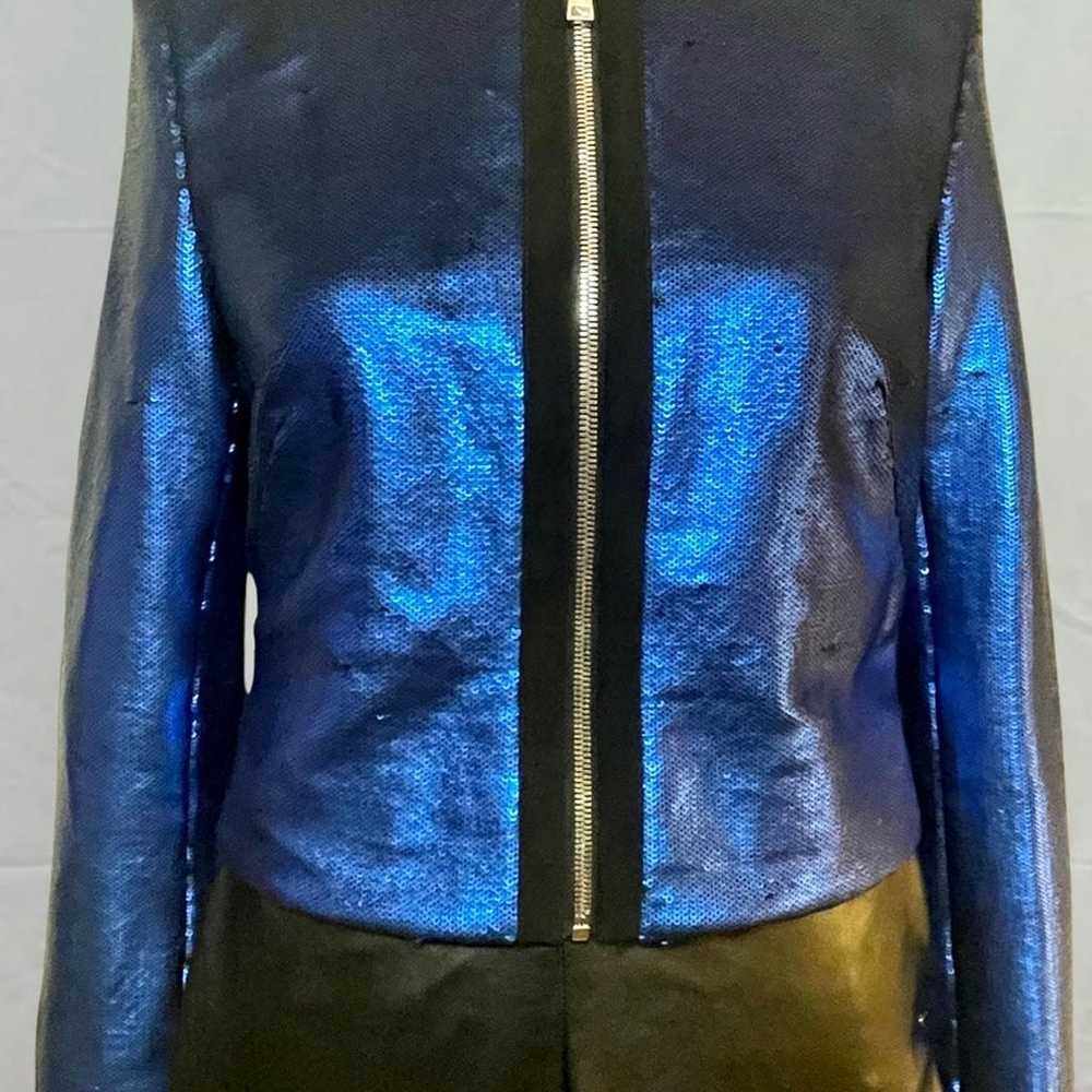 Blue metallic-sheen, front zip jacket - image 1