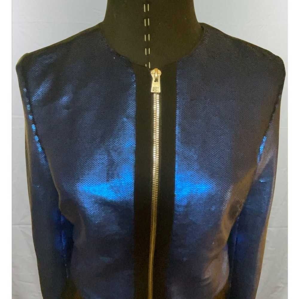 Blue metallic-sheen, front zip jacket - image 2